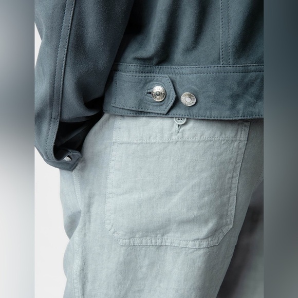 Zadig & Voltaire Pixels Linen Regular Fit Drawstring Pants 36 XS Blue luxury - Picture 4 of 16